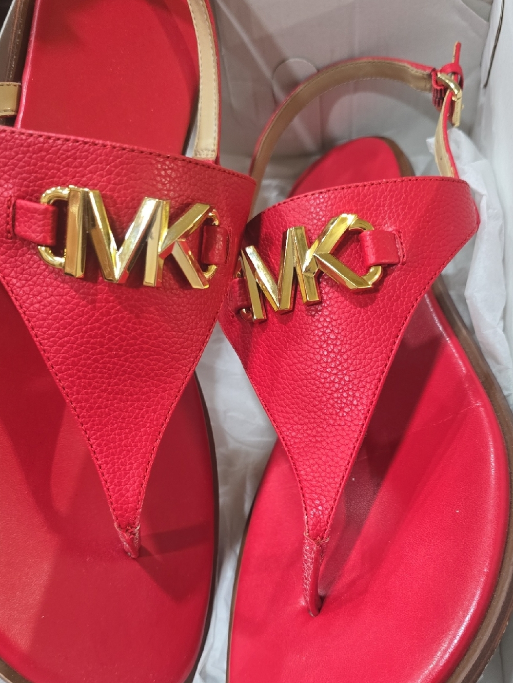 Michael Kors Reed Flat Thong Sandal - Bright Red Accent